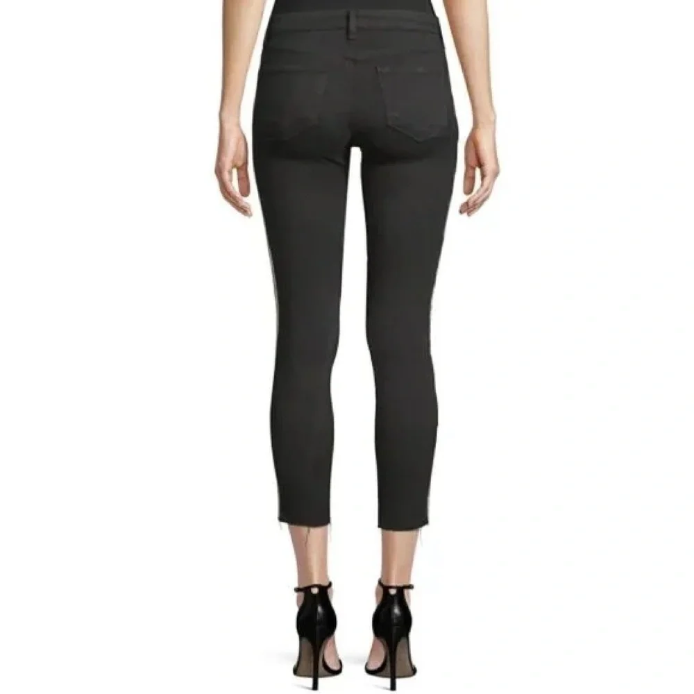L'AGENCE | Margot Rhinestone Crystal-Stripe High-Rise Skinny Jeans in Black | 25